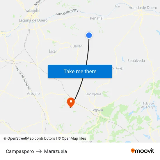 Campaspero to Marazuela map