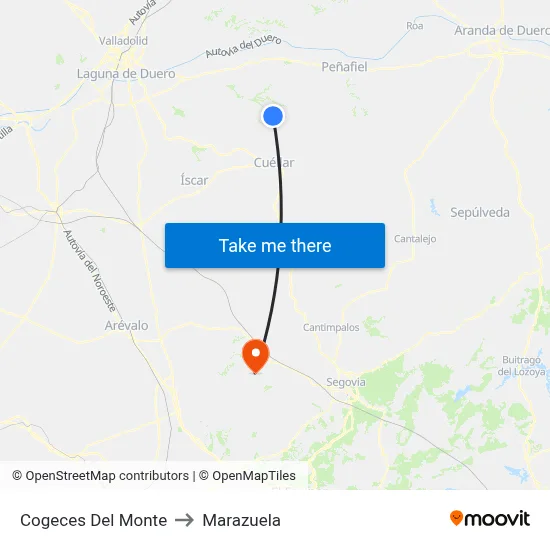 Cogeces Del Monte to Marazuela map