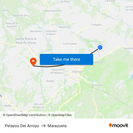 Pelayos Del Arroyo to Marazuela map