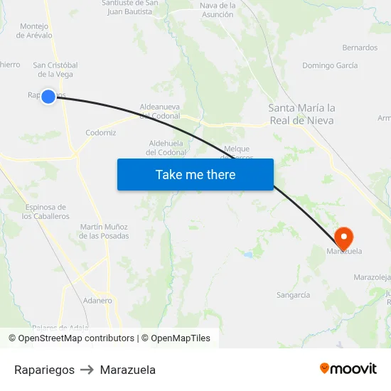 Rapariegos to Marazuela map