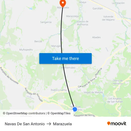 Navas De San Antonio to Marazuela map