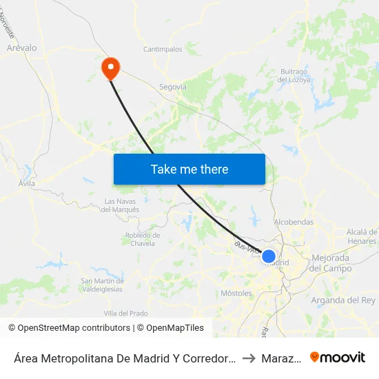 Área Metropolitana De Madrid Y Corredor Del Henares to Marazuela map