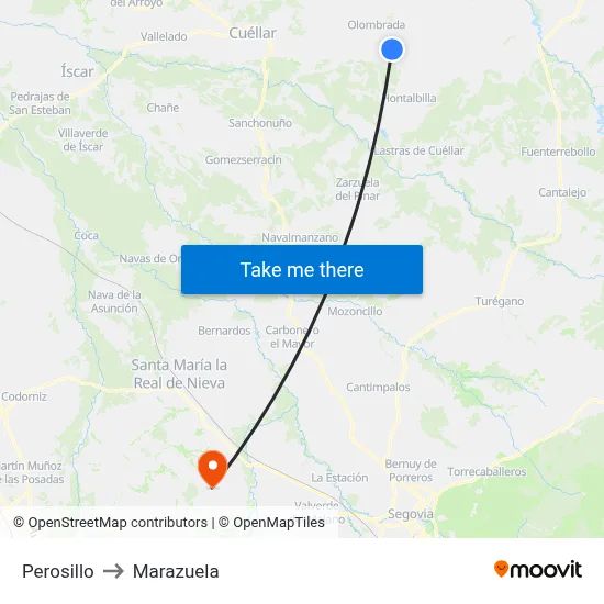 Perosillo to Marazuela map