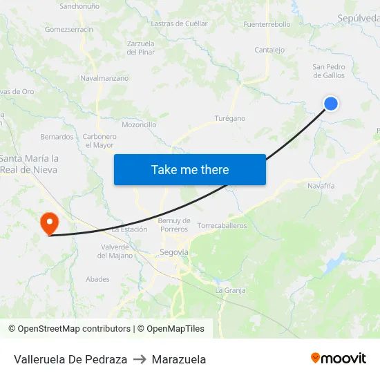Valleruela De Pedraza to Marazuela map