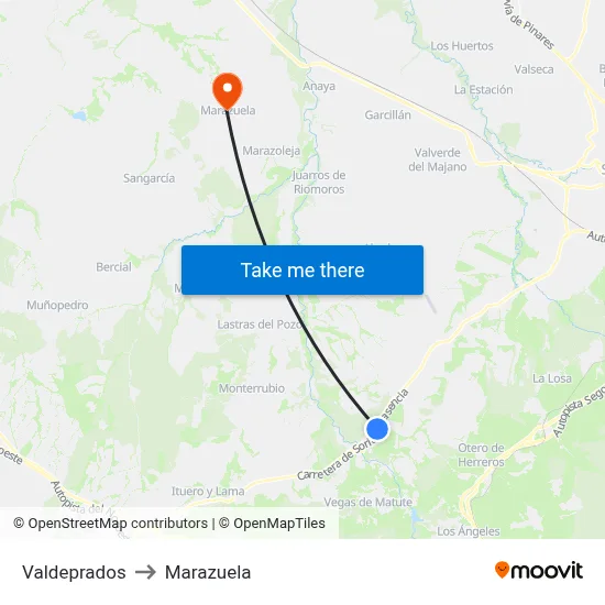 Valdeprados to Marazuela map