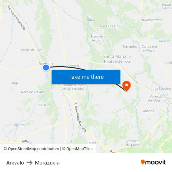 Arévalo to Marazuela map