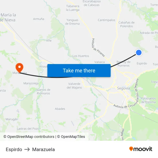 Espirdo to Marazuela map