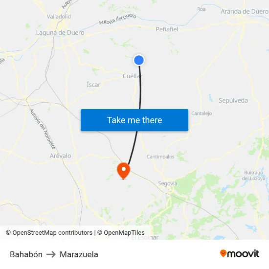 Bahabón to Marazuela map