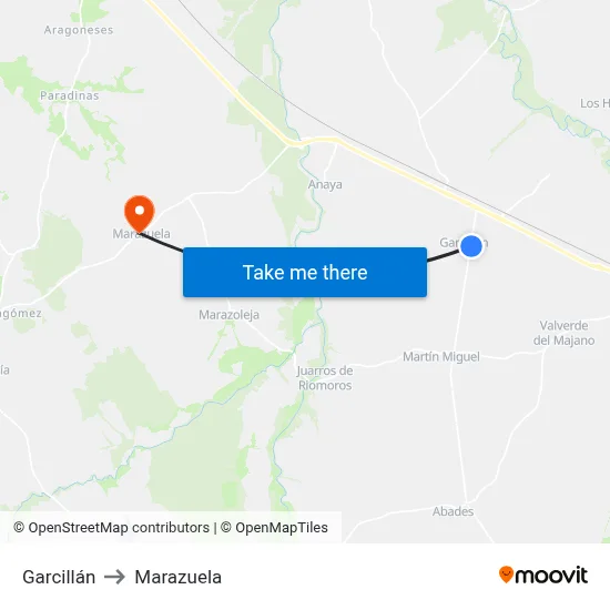 Garcillán to Marazuela map