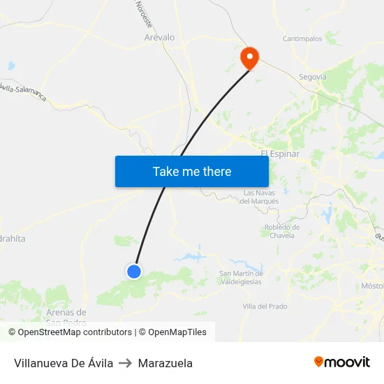 Villanueva De Ávila to Marazuela map