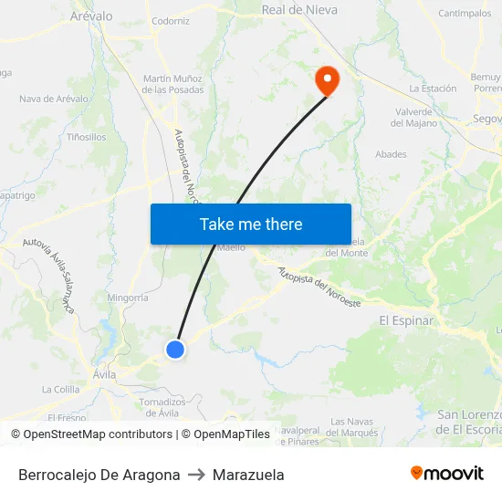 Berrocalejo De Aragona to Marazuela map