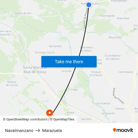 Navalmanzano to Marazuela map