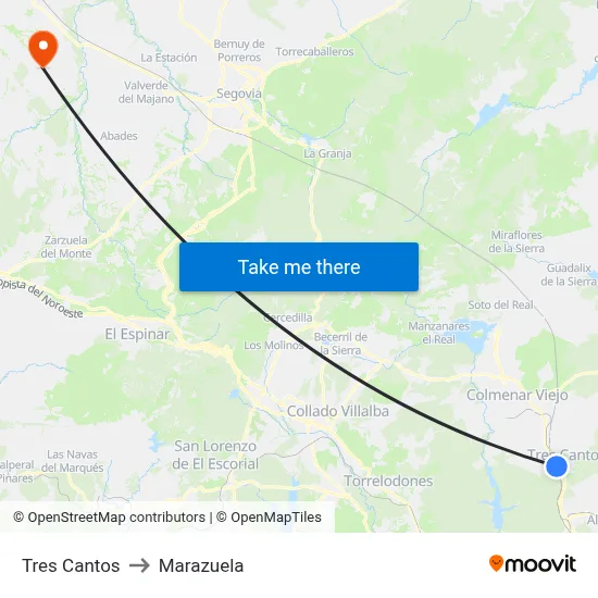 Tres Cantos to Marazuela map