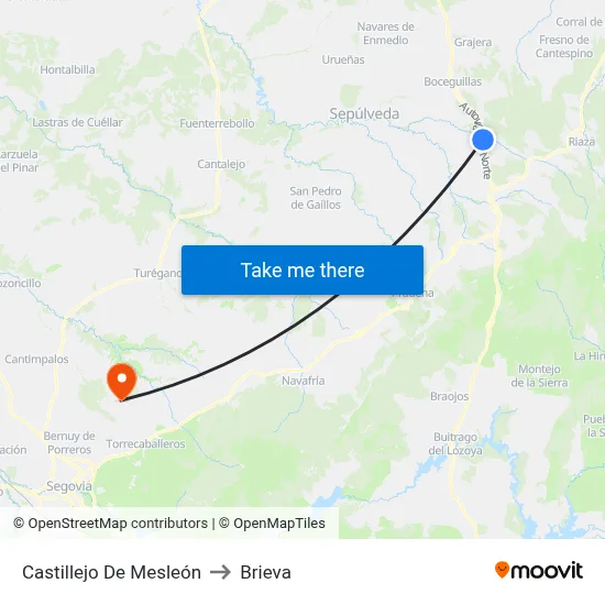 Castillejo De Mesleón to Brieva map