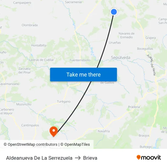 Aldeanueva De La Serrezuela to Brieva map