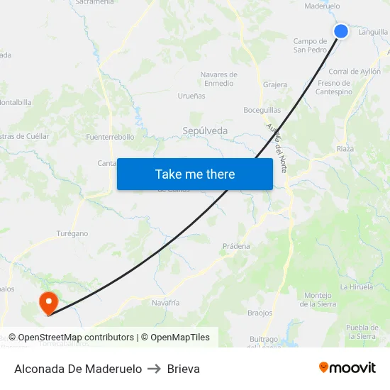 Alconada De Maderuelo to Brieva map
