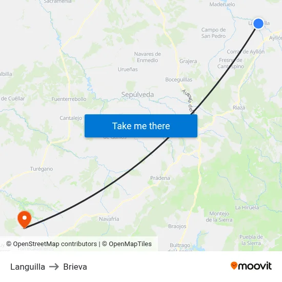 Languilla to Brieva map