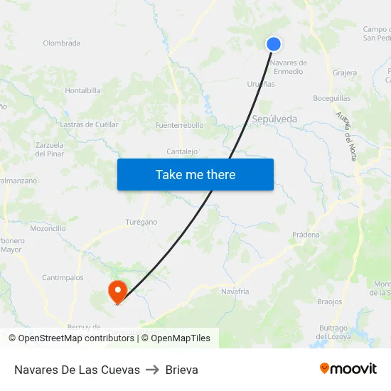 Navares De Las Cuevas to Brieva map