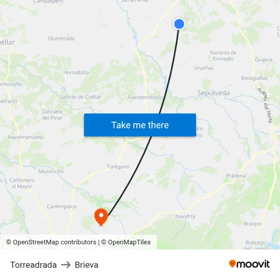 Torreadrada to Brieva map