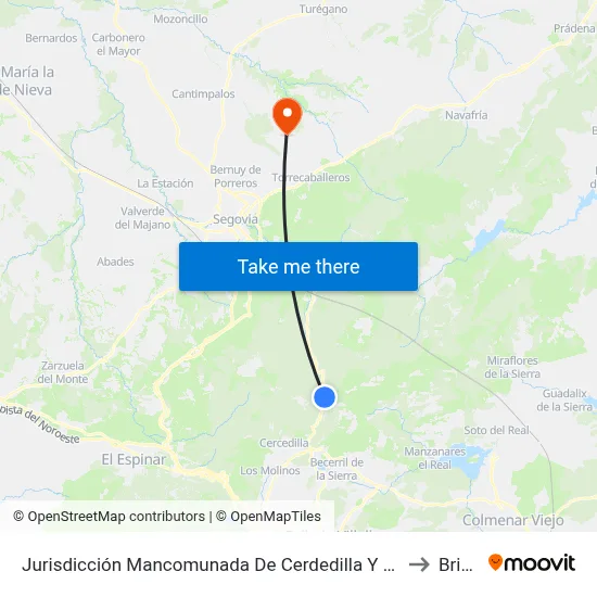 Jurisdicción Mancomunada De Cerdedilla Y Navacerrada to Brieva map