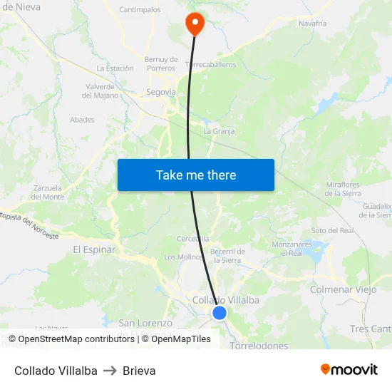 Collado Villalba to Brieva map