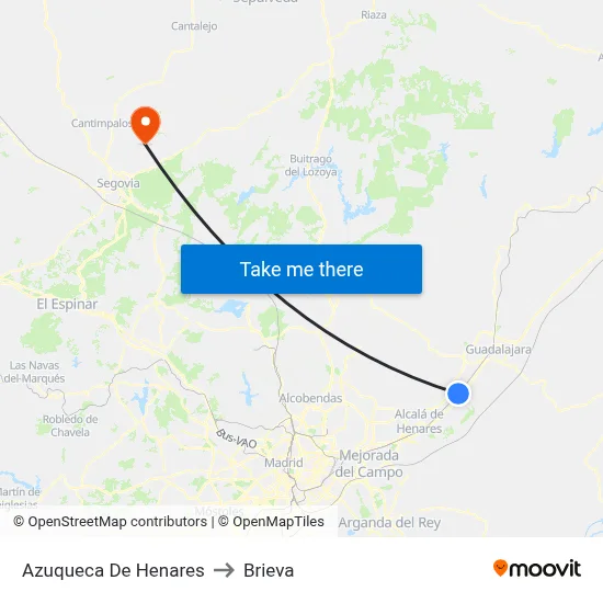 Azuqueca De Henares to Brieva map