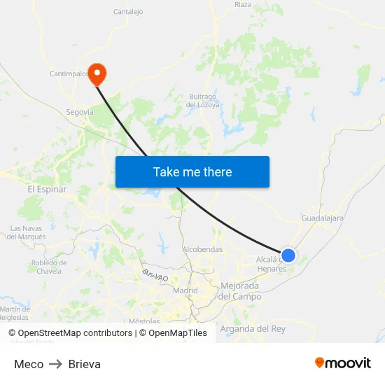 Meco to Brieva map