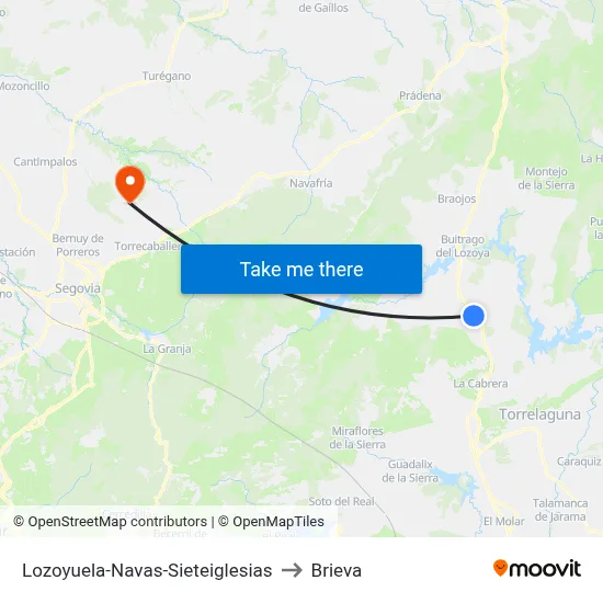 Lozoyuela-Navas-Sieteiglesias to Brieva map