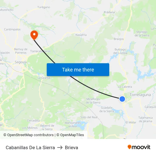 Cabanillas De La Sierra to Brieva map