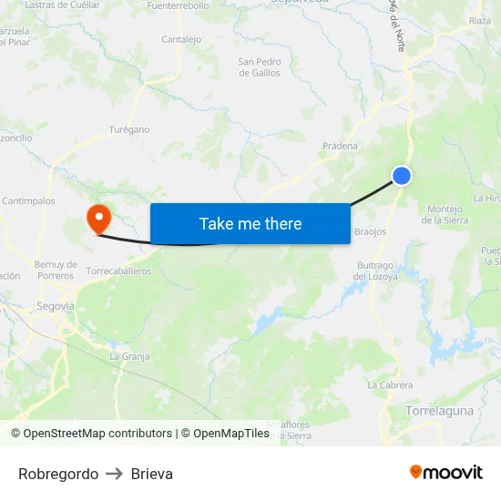 Robregordo to Brieva map
