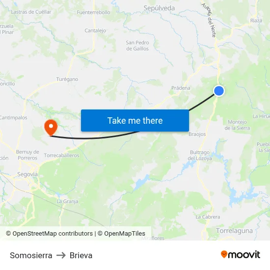 Somosierra to Brieva map