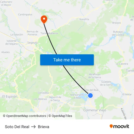 Soto Del Real to Brieva map