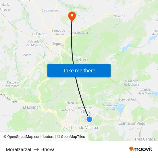 Moralzarzal to Brieva map