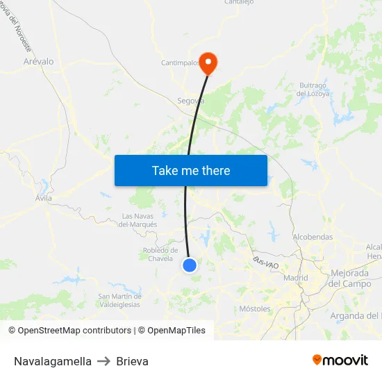 Navalagamella to Brieva map