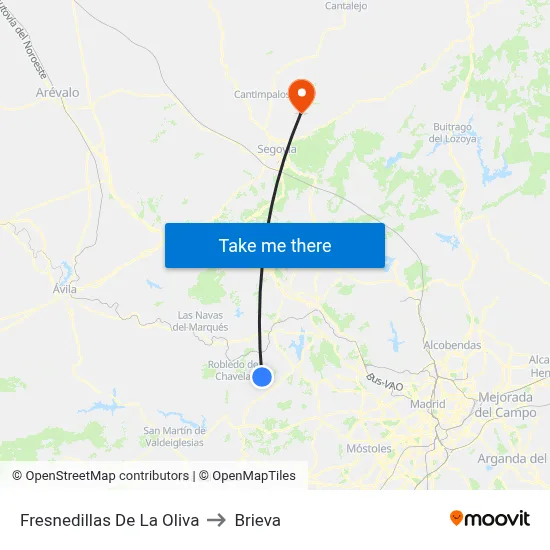 Fresnedillas De La Oliva to Brieva map