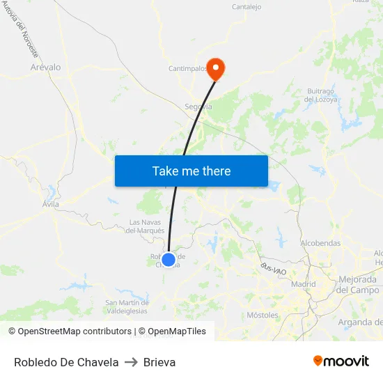 Robledo De Chavela to Brieva map