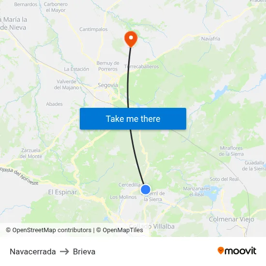Navacerrada to Brieva map