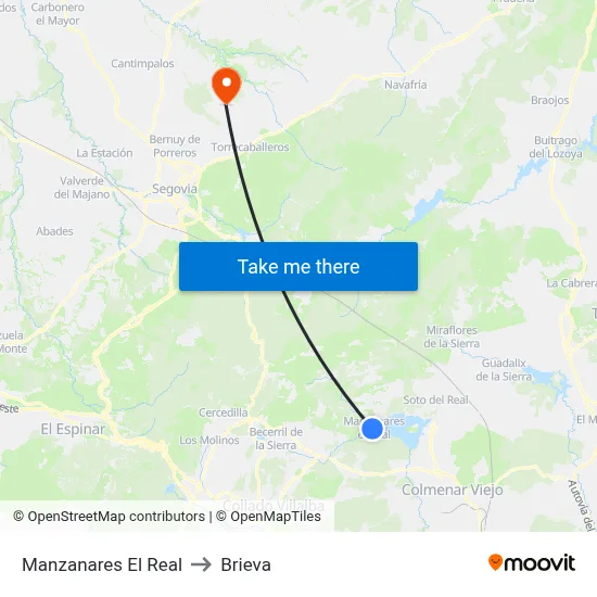 Manzanares El Real to Brieva map