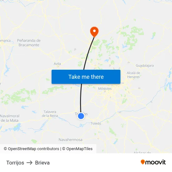 Torrijos to Brieva map