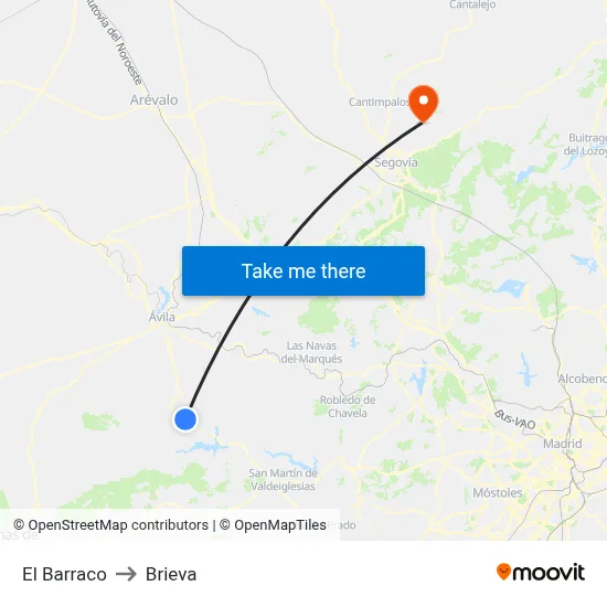 El Barraco to Brieva map