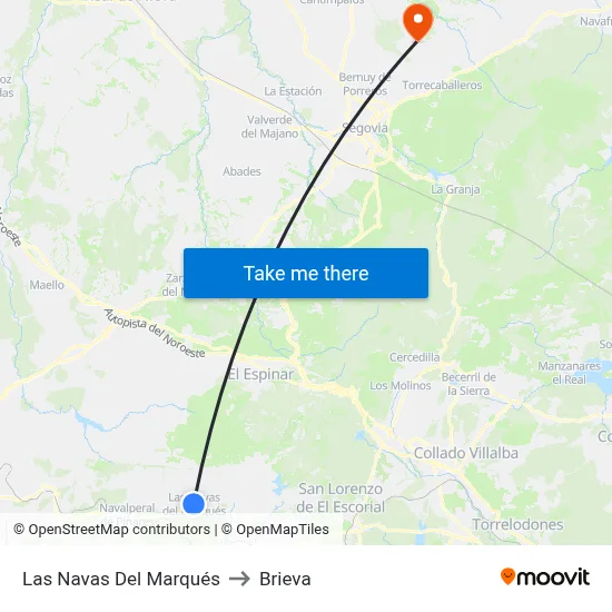 Las Navas Del Marqués to Brieva map