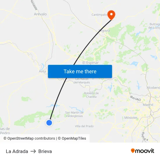 La Adrada to Brieva map