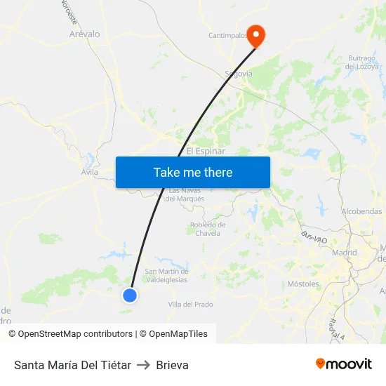 Santa María Del Tiétar to Brieva map