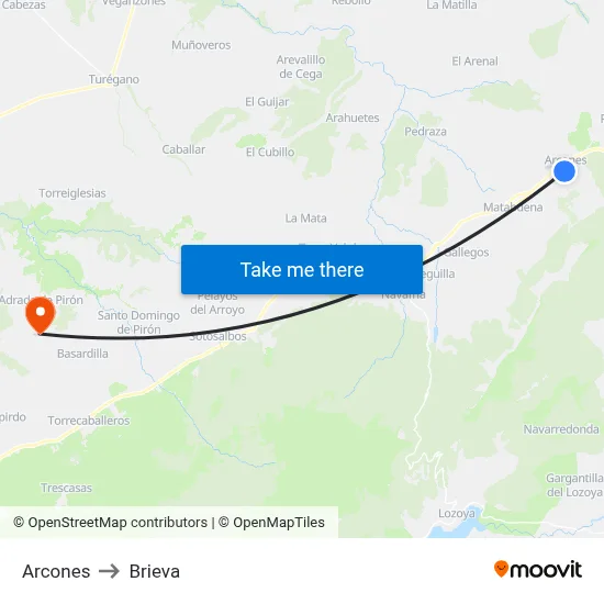 Arcones to Brieva map