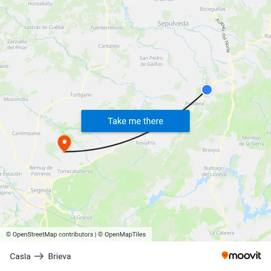 Casla to Brieva map