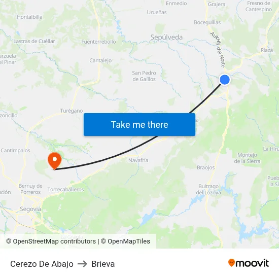 Cerezo De Abajo to Brieva map