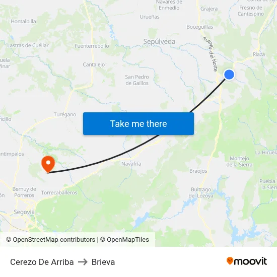 Cerezo De Arriba to Brieva map