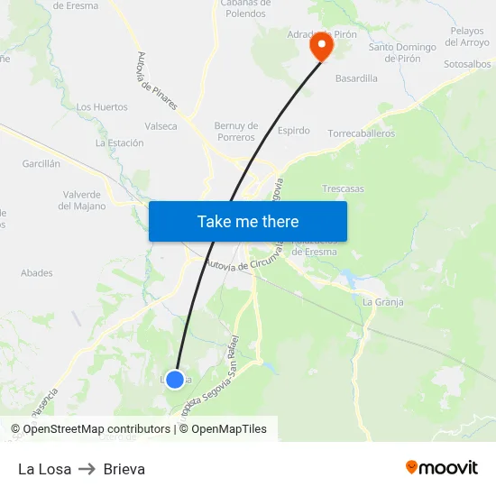 La Losa to Brieva map