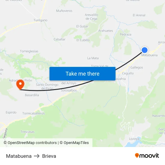 Matabuena to Brieva map
