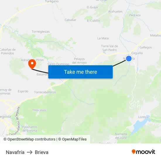 Navafría to Brieva map
